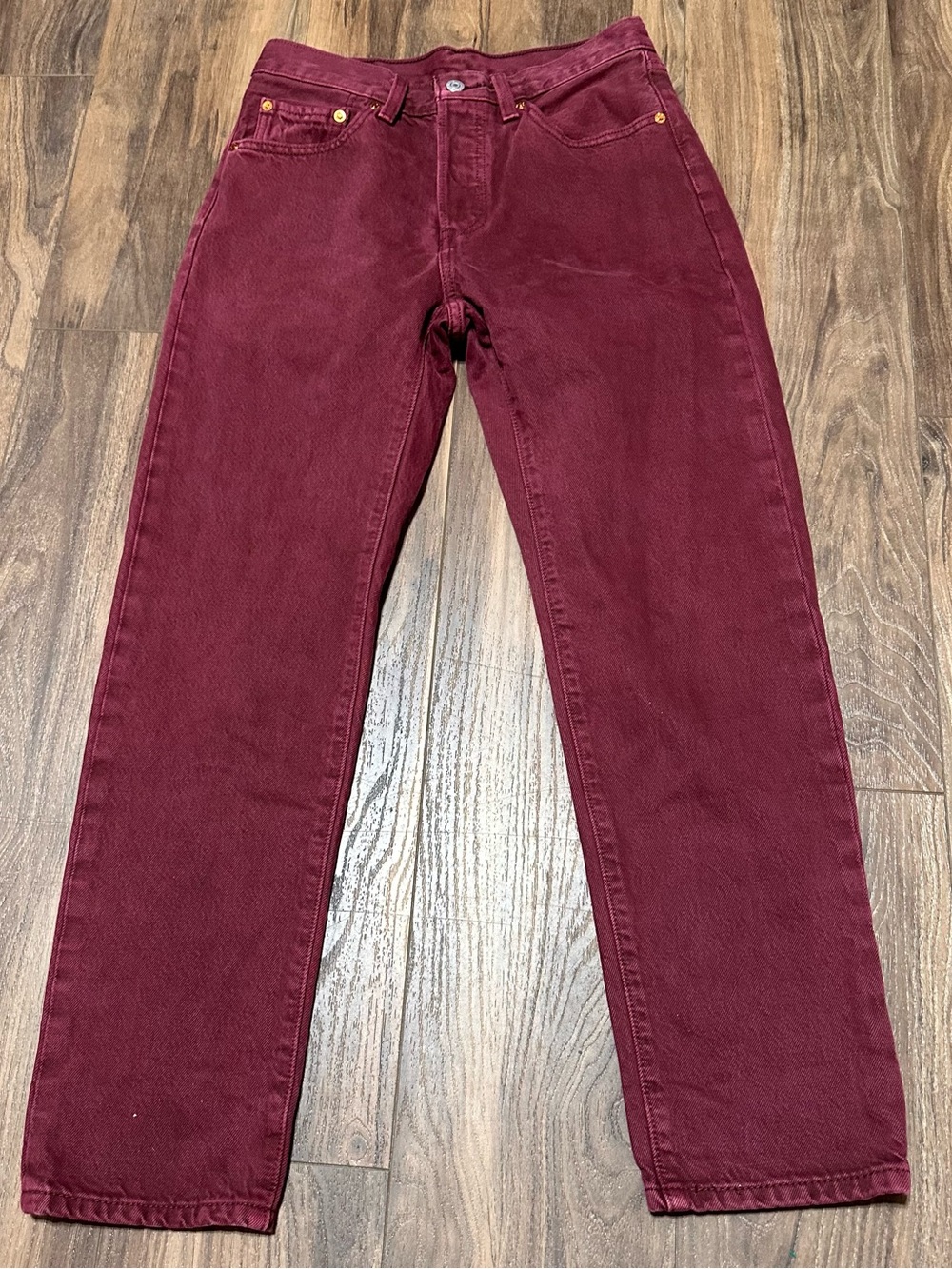 Levi’s Women’s 501 Burgundy Button Fly Cropped Jeans 27x28 Premium Original
